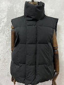 Women Thick Down Cotton Vest Winter Autumn Solid Puffer Waistcoat for Female Stand Collar Loose Sleeveless Vest Jacket Coat