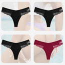 4PCS/Set Sexy Women Cotton Panties Lace Thong Underwear for Female Intimates Lingerie T-Back Floral Hollow Out Plus Size Panties