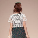 Hot Lace White/Black Bridal Summer Women Short Sleeve Shrug Bolero Wedding Jacket Elegant Cape