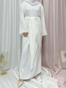 Ramadan Eid Fashion Puff Sleeve Muslim Abayas Robe Musulmane Abaya Elegant Silky Muslim Arab Worship Service Clothing Wy824