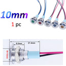 1pc 6mm 8mm 10mm 12mm Metal LED Warning indicator light Waterproof IP67 Signal Lamp Pilot Wires switch 3V 5V 12V 220V Red Blue