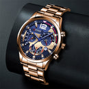 2022 Fashion Mens Watches Luxury Stainless Steel Quartz Wristwatch Calendar Luminous Clock Men Business Casual Leather Watch