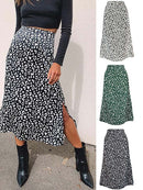 2022 New Sexy Leopard Print Chiffon Split Skirt Casual Fashion Long Skirts for Women Spring Summer Zip Elegant Female Skirt