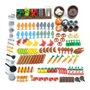 Food Building Blocks City Friend Accessories Bread Chips Roast Chicken Pizza Hot Dog Fish Fruit Carrot Basket Classic DIY Bricks