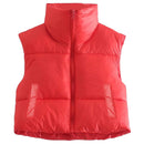 Puffy Vest Women Zip Up Stand Collar Sleeveless Lightweight Padded Cropped Puffer Quilted Vest Winter Warm Coat Jacket 2022 New