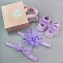 Infant Newborn Baby Girls 3Pcs/Set Slipper Socks Headband Gift Foot Socks Lace Crown Hair Band Accessories Photo Props Meias