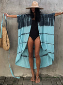 Fitshinling Summer Vintage Kimono Swimwear Halo Dyeing Beach Cover Up With Sashes Oversized Long Cardigan Holiday Sexy Covers