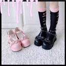 Womens Platform Boots Gothic Punk Shoes Lolita Ladies Wedges Thick Heels Cute JK Retro Harajuku 35-43 Plus Size New