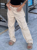 Vintage Cargo Pants Baggy Jeans Women Fashion 90s Streetwear Pockets Wide Leg High Waist Straight Y2k Denim Trousers Overalls