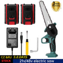 21V Portable Mini Electric Pruning Saw Rechargeable chainsaws Wood Spliting Chainsaw Woodworking Tool for Orchard Branch Clip