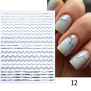 1PC Silver Gold Lines Stripe 3D Nail Sticker Geometric Waved Star Heart Self Adhesive Slider Papers Nail Art Transfer Stickers