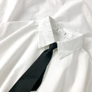DAYIFUN White Shirts Women with Tie Japanese Style Preppy Students BF Oversized Blouse Simple Solid Loose Summer Top L3204