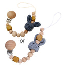 1pc Crochet Bunny Baby Pacifier Clip Chain BPA Free Wooden Beads Appease Soother Chain Clips Newborn Dummy Holder Nipple Clip