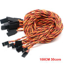 10pcs 10 / 15 / 30 / 50 / 100cm Servo Extension Cable 30 / 60coreFor Futaba JR Anti-interference Servo For RC Helicopter Part/