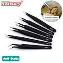 ESD Anti-Static Stainless Steel Tweezers Precision Maintenance Industrial Repair Curved Tool Home Working Model Making Hand Tool