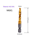 1-6pc M3 M4 M5 M6 M8 M10 Tap Drill Bits 1/4 Hex Shank Machine Hand Taps Titanium Coated HSS Drilling Tap Bits Thread Screw Tools