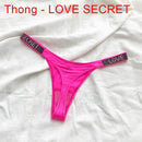 Sexy Women Pantie Crystal Rhinestone Letter Secret Underwear Fitness Gym Love Thongs Low Rise Tanga Female Push Up Lingerie