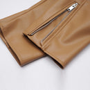 FTLZZ Spring Autumn Faux Leather Jackets Women Loose Casual Coat Female Drop-shoulder Motorcycles Locomotive Outwear With Belt
