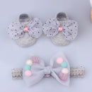 Lovely Pearl Bows Newborn Baby Girl Headband Socks Set Lace Flower Baby Hair Band Turban Baby Little Girl Hair Accessories