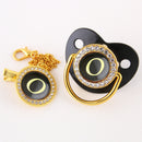 Black Bling Baby Pacifier And Clip Alphabet Letter M Infant Pacifier Gold Letter Unique Name Initials Baby Shower Gift