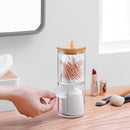Acrylic Makeup Organizer Cotton Pad Storage Box For Cotton Swabs Rod Cosmetics Jewelry Organizer with Bamboo Lid Repacking Boxes