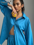 TiulZial Casual Women Short Set Tracksuit Loungewear Two Piece Women Outfits Oversized Long Shirt And High Waist Shorts Green