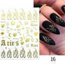 1PC Silver Gold Lines Stripe 3D Nail Sticker Geometric Waved Star Heart Self Adhesive Slider Papers Nail Art Transfer Stickers