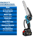 6/8 Inch Brushless Chain Saw Cordless Handheld Pruning Saw Portable Woodworking Electric Saw Cutting Tool with Lithium Battery