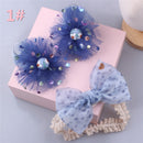 Lovely Pearl Bows Newborn Baby Girl Headband Socks Set Lace Flower Baby Hair Band Turban Baby Little Girl Hair Accessories