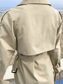 Aelegantmis Women Casual Long Trench Coat With Sashes Double Breasted Women's Windbreaker 2022 Chic Office Coat Ladies Outerwear