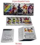 New Pokemon Cards Metal Gold Silver Vmax GX Card Box Charizard Pikachu Rare Collection Battle Trainer Card Children Toys Gift