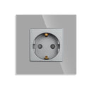 Bingoelec Power Socket,16A EU Standard Electrical Outlet 86mm*86mm White Crystal Glass Panel Wall Socket