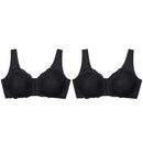 2PCS Sexy Front Closure Bralette Lace Plus Size Bra Push Up Underwear Crop Top M-5XL Seamless Brassiere Female Lingerie