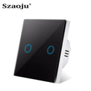 EU Touch Switch Sensor Switches No Neutral Wire Required LED Crystal Glass Panel Wall Lamp Light Switch 1/2/3 Gang AC100-240V