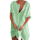 Hot 2021 Cotton Tunics for Beach Women Swimsuit Cover-ups Woman Swimwear Beach Cover up Beachwear Mini Dress Sai de Praia Drop