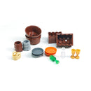 Food Building Blocks City Friend Accessories Bread Chips Roast Chicken Pizza Hot Dog Fish Fruit Carrot Basket Classic DIY Bricks
