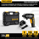 DEKO DKCS3.6O1/DCS3.6DU2 Electric Cordless Screwdriver Keyless Chuck Charging Battery