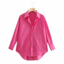 Zevity New Women Simply Candy Color Casual Slim Poplin Shirts Office Ladies Long Sleeve Blouse Roupas Chic Chemise Tops LS9405