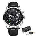 LIGE Men Watches Waterproof Luminous Top Brand Luxury Leather Casual Sports Quartz Wristwatch Military Man Watch For Men relogio