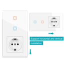 SRAN F6 Series White Crystal Tempered Glass Panel Light switch eu french wall socket usb tv rj45 rj11 Sensor switch Module DIY