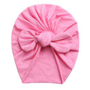 Solid Baby Cotton Beanies Cute Bear Ear Bowknot Turban Hats Sweet Soft 0-4T Elastic Caps for Newborn Baby Boy Girls Headwraps