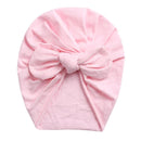 Solid Baby Cotton Beanies Cute Bear Ear Bowknot Turban Hats Sweet Soft 0-4T Elastic Caps for Newborn Baby Boy Girls Headwraps