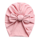 Solid Baby Cotton Beanies Cute Bear Ear Bowknot Turban Hats Sweet Soft 0-4T Elastic Caps for Newborn Baby Boy Girls Headwraps