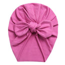 Solid Baby Cotton Beanies Cute Bear Ear Bowknot Turban Hats Sweet Soft 0-4T Elastic Caps for Newborn Baby Boy Girls Headwraps
