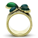 Gold Plated Rings TK1104 Gold - Stainless Steel Ring with Synthetic in Emerald