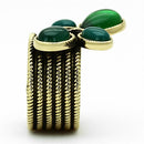 Gold Plated Rings TK1104 Gold - Stainless Steel Ring with Synthetic in Emerald