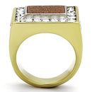 Cheap Gold Rings TK1194 Two-Tone Gold - Stainless Steel Ring with Synthetic