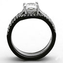 Cheap Rings TK1343 Two-Tone Black Stainless Steel Ring with AAA Grade CZ