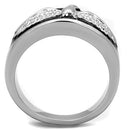Men's Pinky Rings TK1597 Stainless Steel Ring with Epoxy in Jet