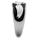 Men's Pinky Rings TK1597 Stainless Steel Ring with Epoxy in Jet